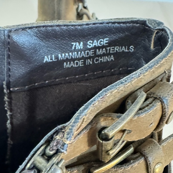 Nicole Sage Double Zipper Stacked Heel Tufted Faux Leather Ankle Boots - Picture 10 of 11